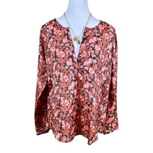 Calypso St. Barth Blouse Silk Floral Warm Colors (S)